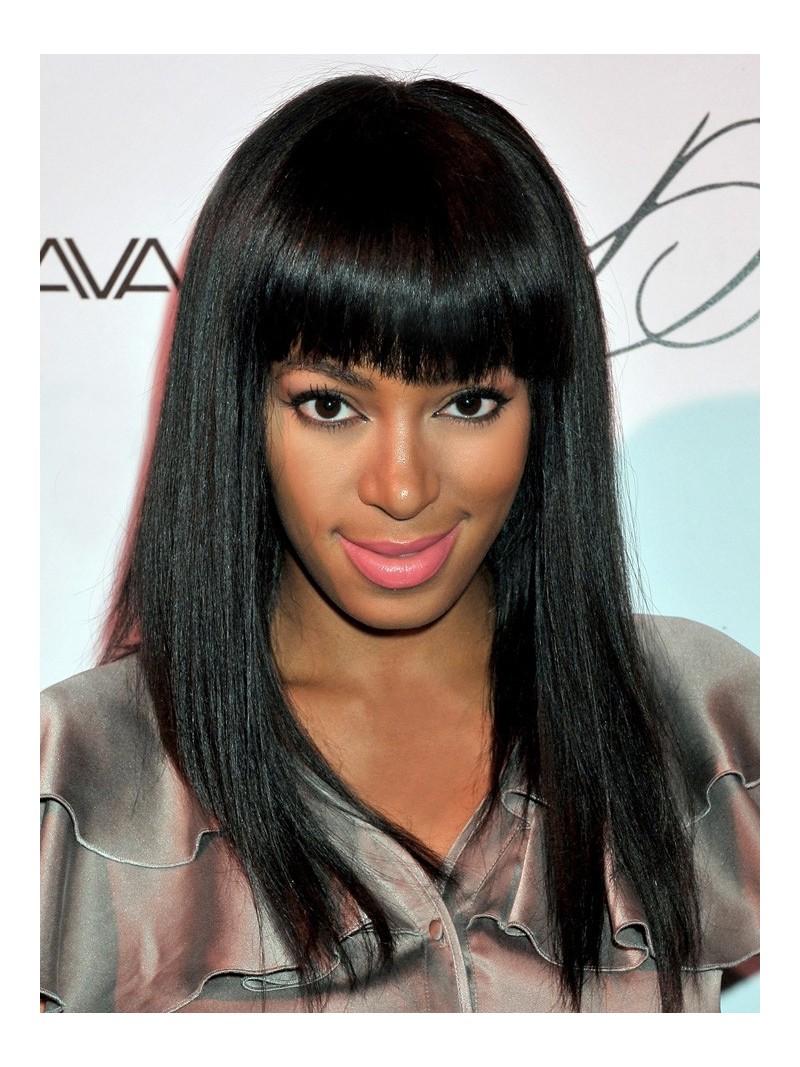 Stock Solange Knowles Straight Full Lace Wig With Bang 