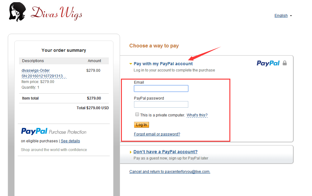 Now you are are redirected to paypal page where it allows you to either pay by ...