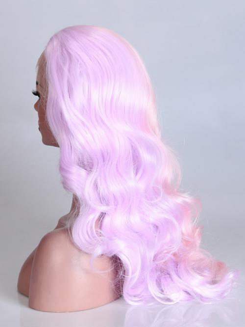 Long Candyfloss Pink Lavender Synthetic Lace Front Wig